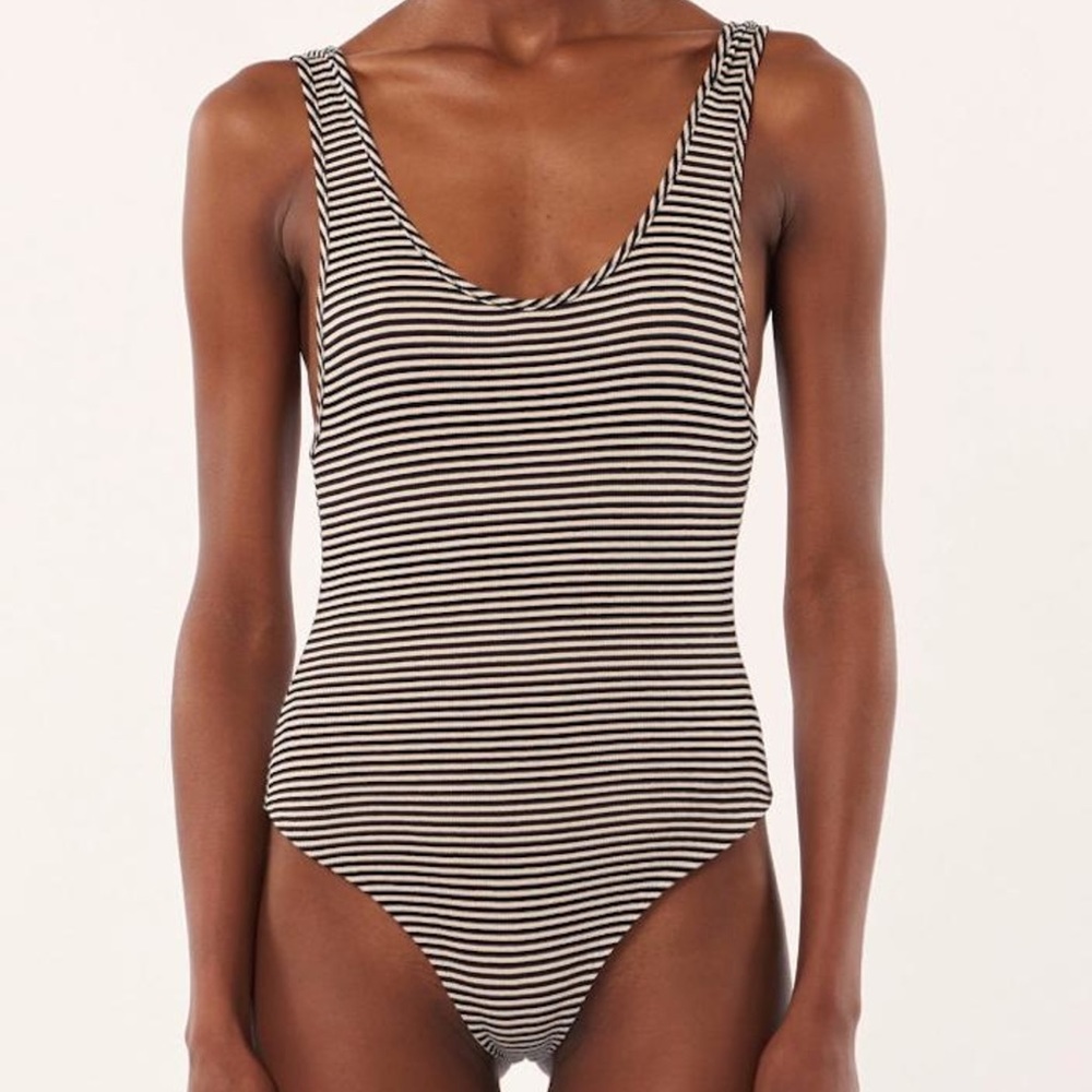 Mara Hoffman Striped Tank Bodysuit XL